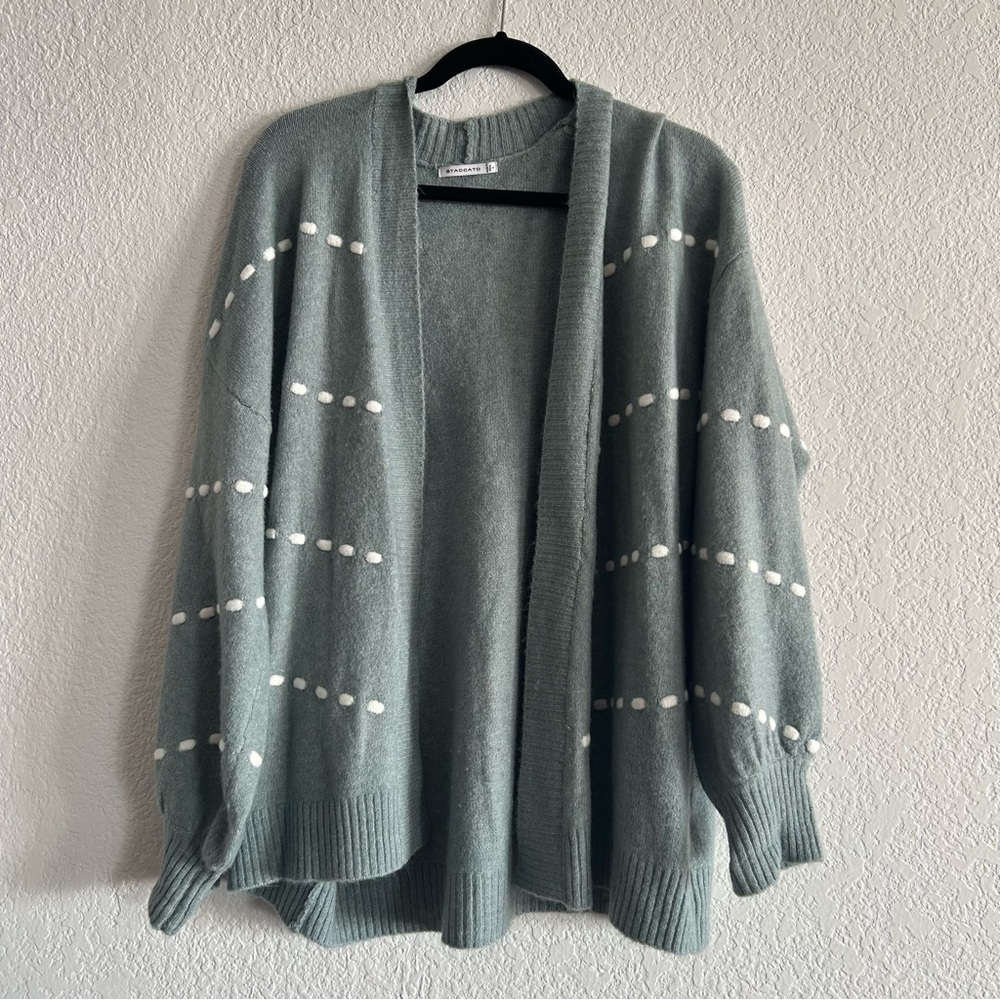 Staccato Gray and White Cardigan Size L
